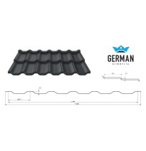 Modular metal roofing tiles German simetric Poliester standard RAL - połysk